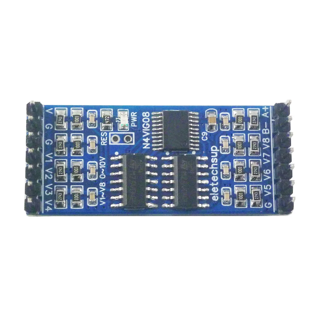 8CH Analog-to-Digital Conversion ADC Module 0-5V 0-10V 4-20MA 0-20MA Voltage Current to RS485 Modbus PinBoard PLC Remote IO DIY