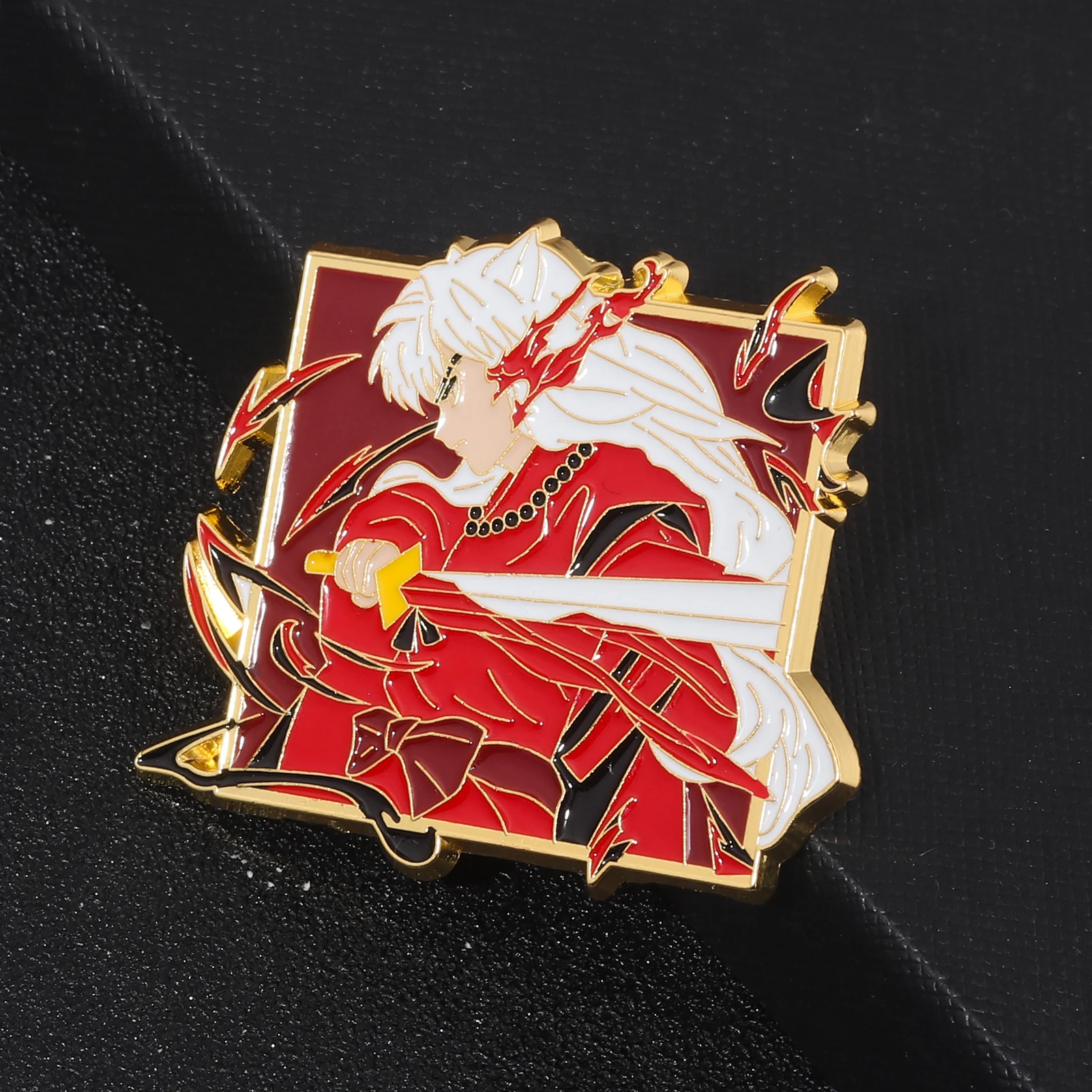 Japanese Anime Inuyasha Sesshoumaru Brooch Pin Cosplay Costume Props for Women Men Metal Badge Pins Alloy Brooches