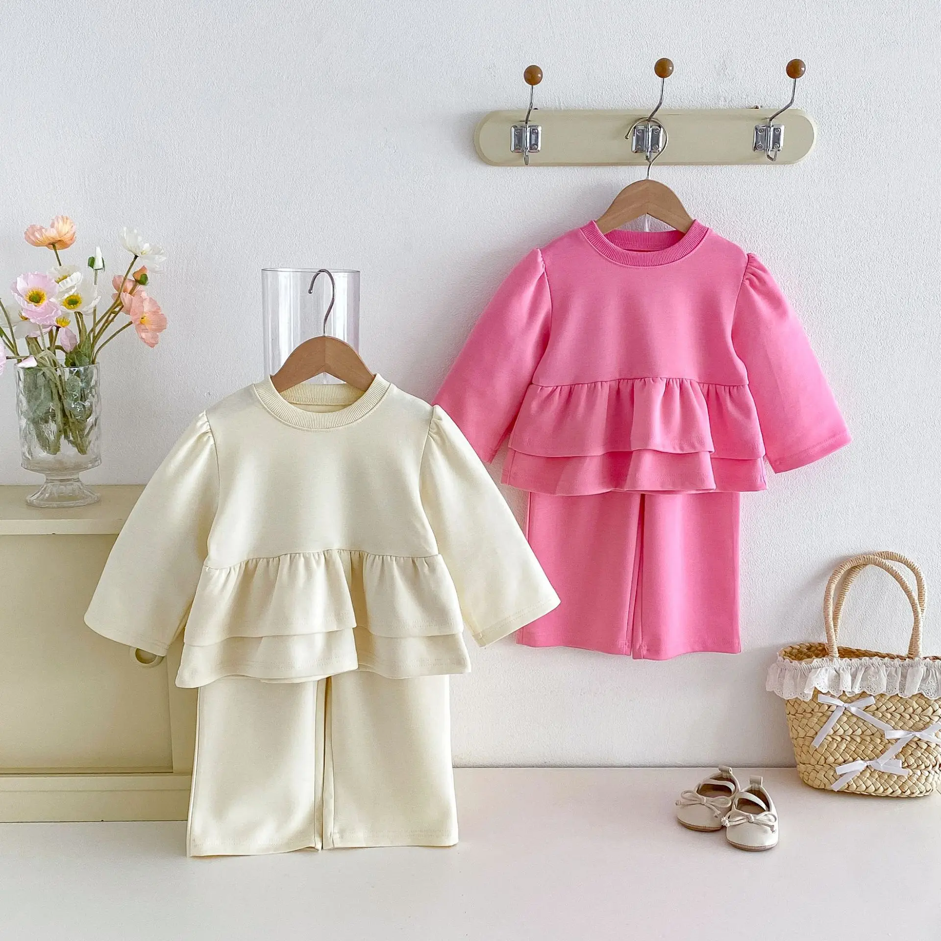 kids sweaters sets 2026 new autumn korea style girls cute sweatshirts and pant clothing sets