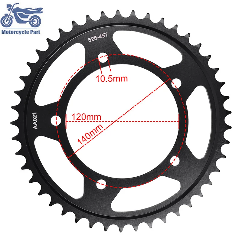 43T 45T Rear Sprocket Carburized Steel for Triumph 600 Daytona 600 TT 800 865 Bonneville T100 865 Scrambler Motorcycle 525 Chain