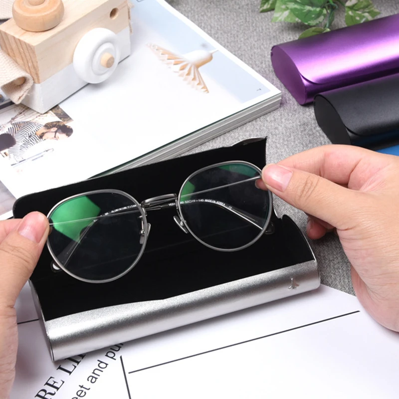 Metal Color Glasses Case Hard Storage Box Aluminum Alloy Frosted Myopia Sunglasses Case Male Female Optical Compression Cover