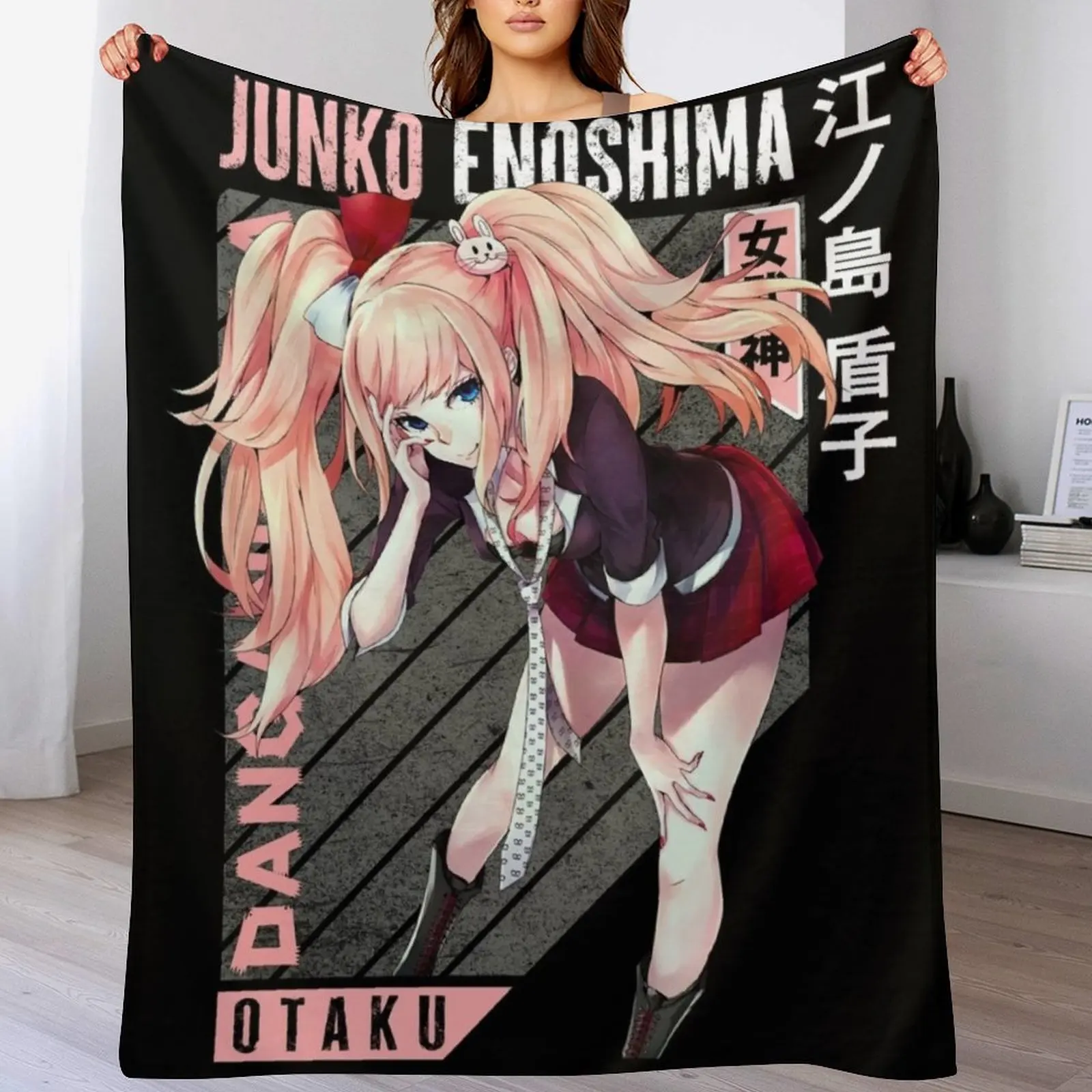 

Junko Enoshima Throw Blanket Shaggy Furry Soft Blanket for Bedroom Living Room