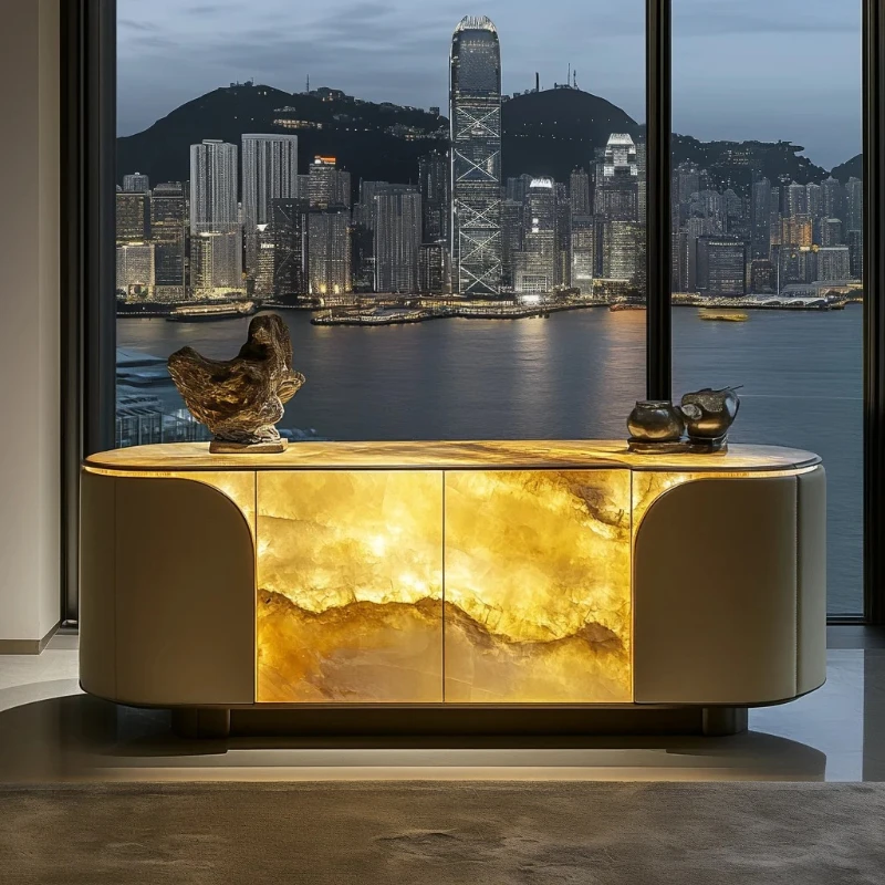 

Роскошный каменный буфет для столовой, современный, простой, в стиле лёгкой роскоши, шкаф для хранения в гостиной