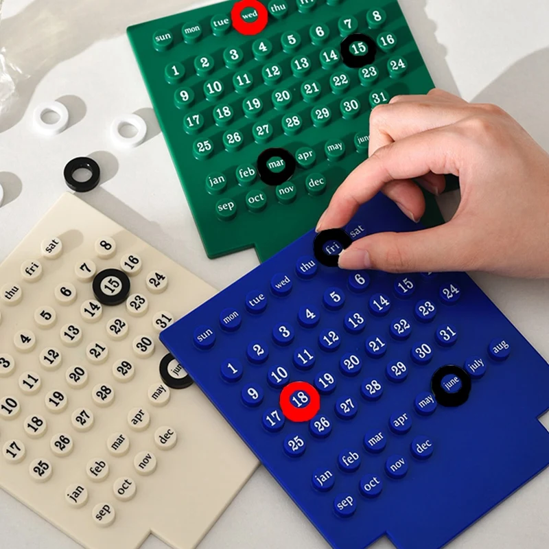 Creative Time Perd'interface ual Table Calendar, Manual Desk Calendario, Home Decoration, 3 Ring Date Record Gift Set