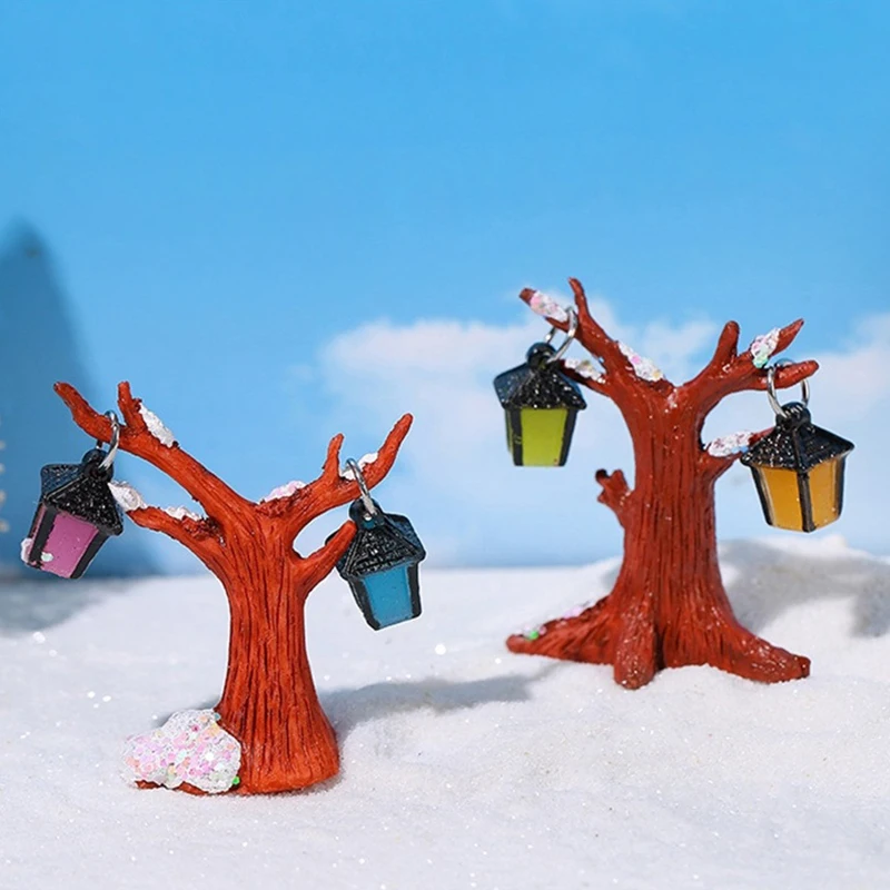 ミニ照明ハンギングツリーランタン、レトロな小さなランプ、モデルマイクロ風景装飾、ドールハウスミニチュアおもちゃ、1セット