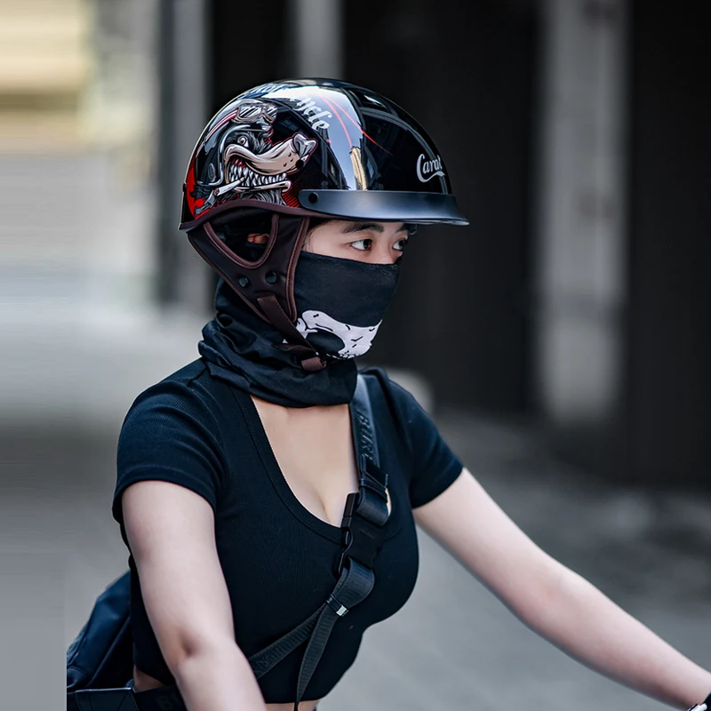 2026 New Light ABS Half-Face Motorcycle Helmet Classic Retro Men and Women Motorcycle Cruise Pedal Half Helmet Breathable Lining