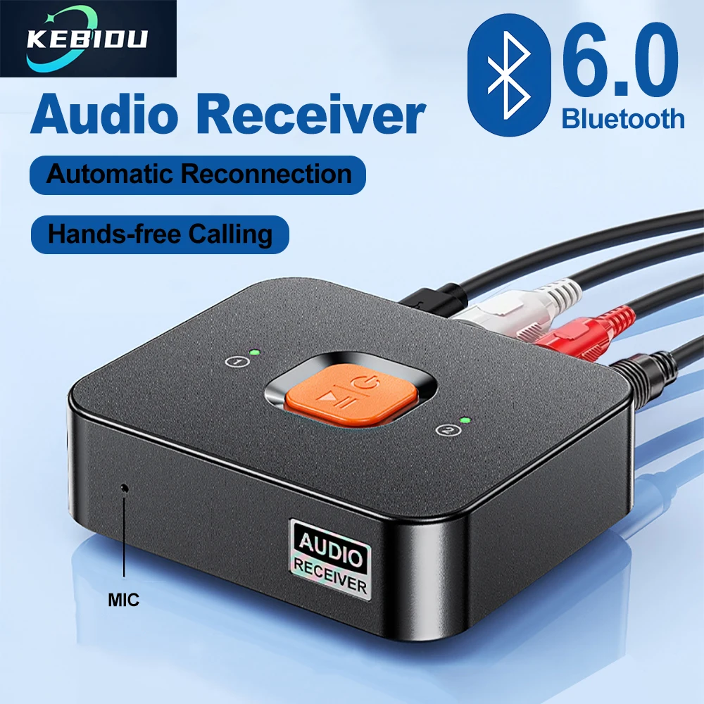 

Bluetooth 6.0 Аудиоприемник Беспроводной Bluetooth-адаптер 3,5 мм RCA/AUX Аудиоадаптер для усилителя динамика Громкая связь