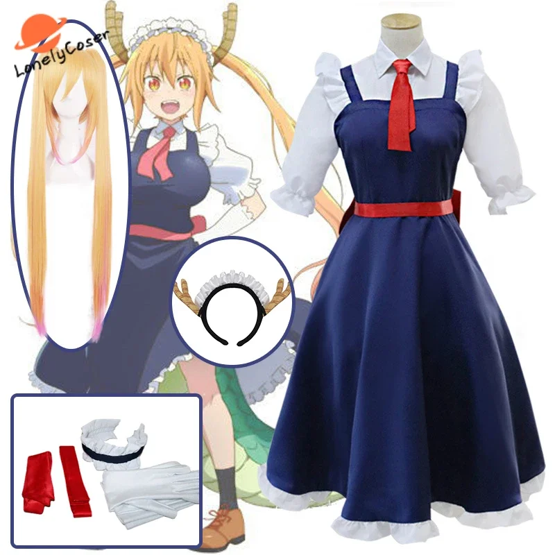 Miss Kobayashi's Dragon Maid Toru Cosplay Costume Wig Dress Unifirm Hats Halloween Carnival Party Girls Women