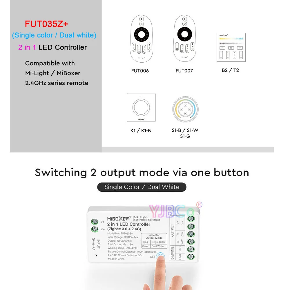 Miboxer Zigbee 3.0 Single Color/Dual White RGB/RGBW/RGBCCT LED Strip Controller 2.4G Tuya app 2/3 in 1 Light Tape dimmer 12V 24V