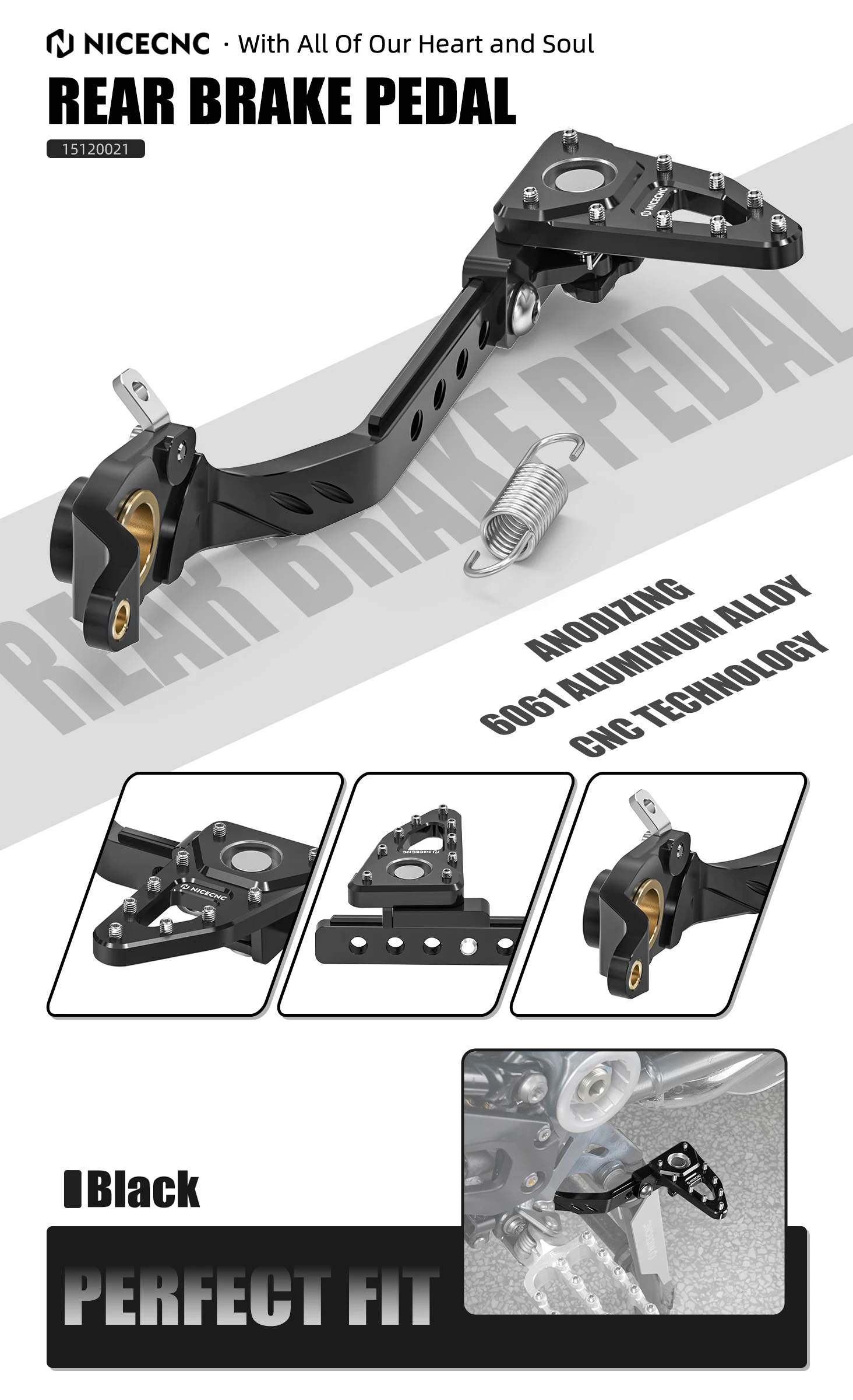 NICECNC Hintere Bremshebel-Pedale mit breiten Fußrasten für BMW R1250GS R 1250GS R1250 GS 2019-2023 2022 2021 R1200GS 2013-2018 – Detail 1