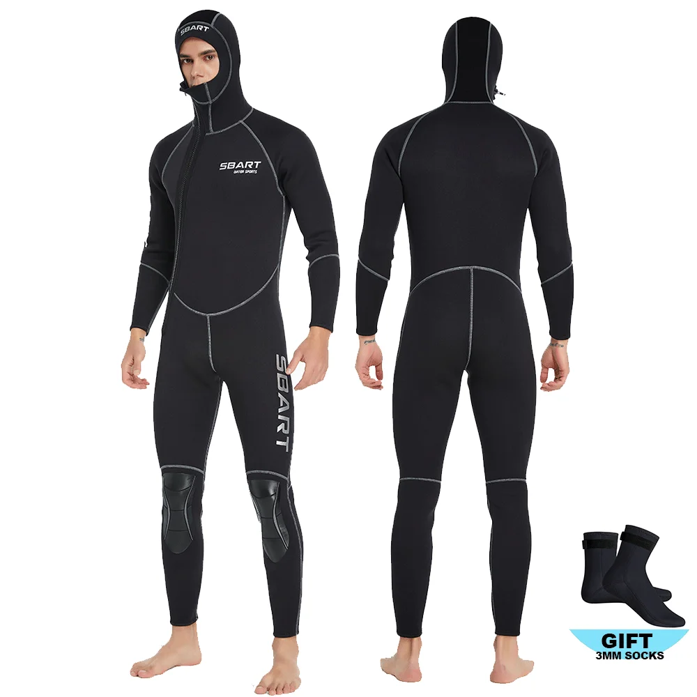 Wetsuit 3mm Neopreno Surf Suit Kitesurf Scuba Diving Suit Winter Swimwear Underwater Spearfishing Fullbody Hooded Wetsuit Male