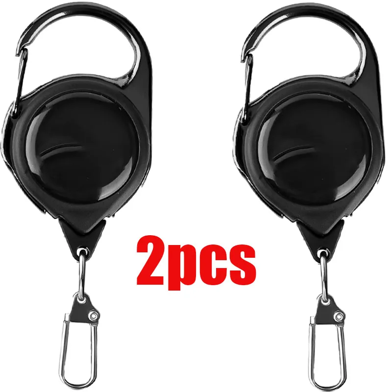 Retractable Heavy Duty Pull Reel Carabiner Strong Steel Wire Rope Buckle Spring Key Ring Outdoor Sporty attachment Keychain Tool