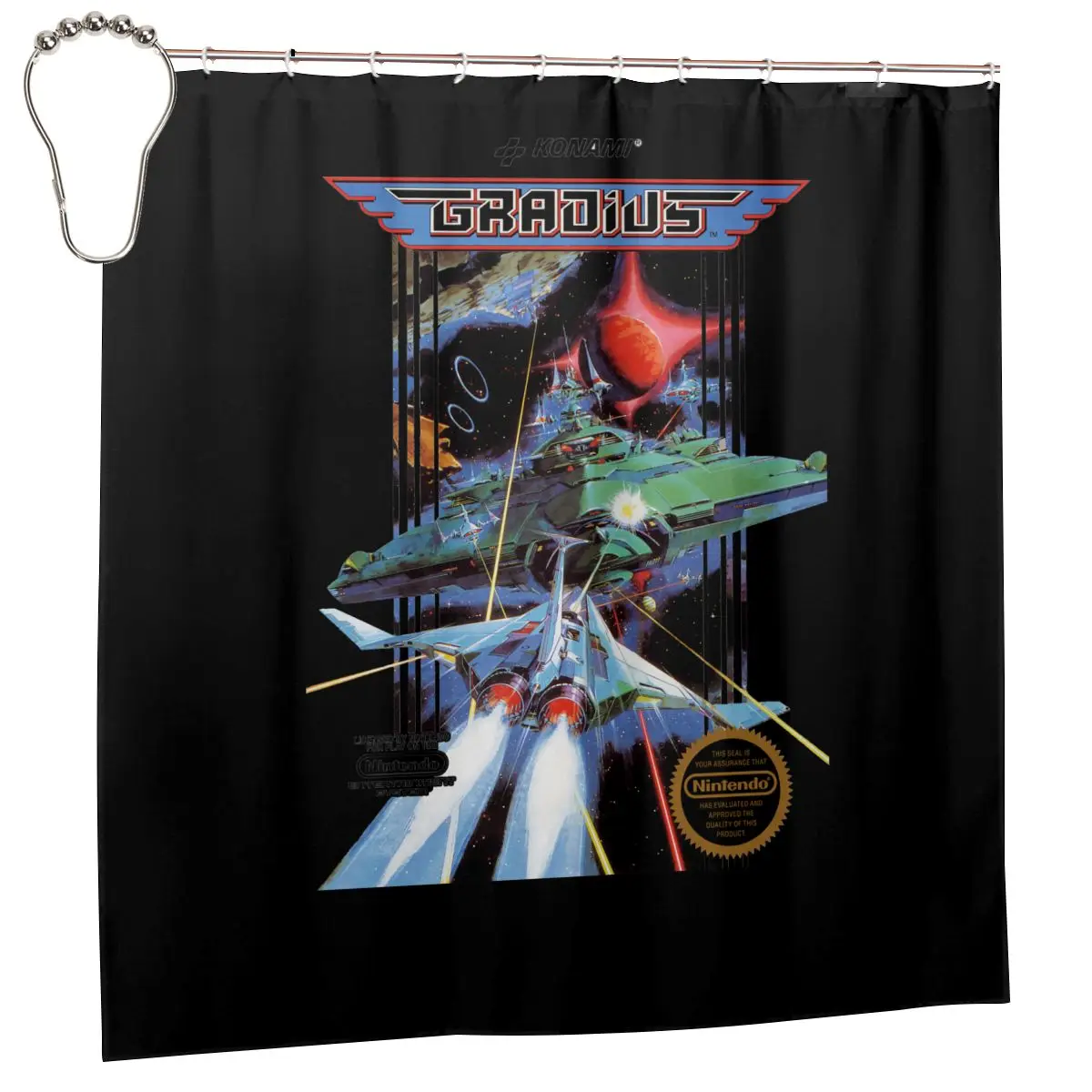 Gradius Nes Video Game Box Art Shower Curtain Bathroom Curtain Fashion Bath Decor Waterproof Fabric