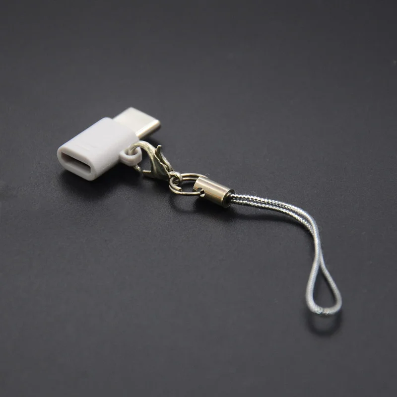 Portable Micro USB to USB-C OTG Connector With Lanyard Anti-lost Small Adapter For Android Phones，Micro USB 0.3m Cable