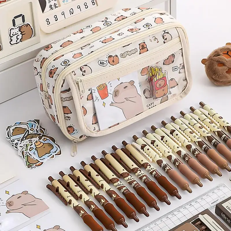 

Large Capacity Pencil Case Student Zipper Capybara Pencil Bag Capybara Shape Stationary Tool For Middle School College And High