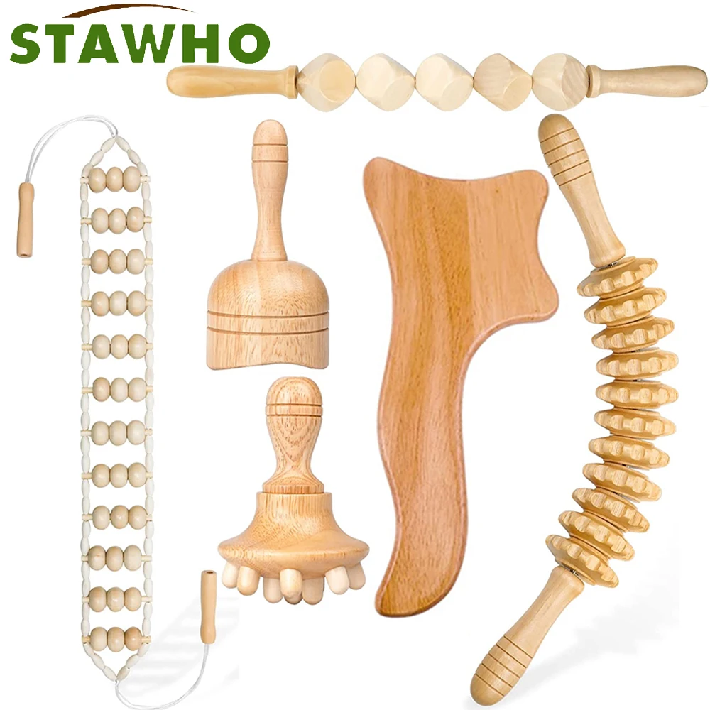 

Wood Therapy Massage Tools Lymphatic Drainage Massager Body Sculpting Tool Maderoterapia Kit Wooden Swedish Cup