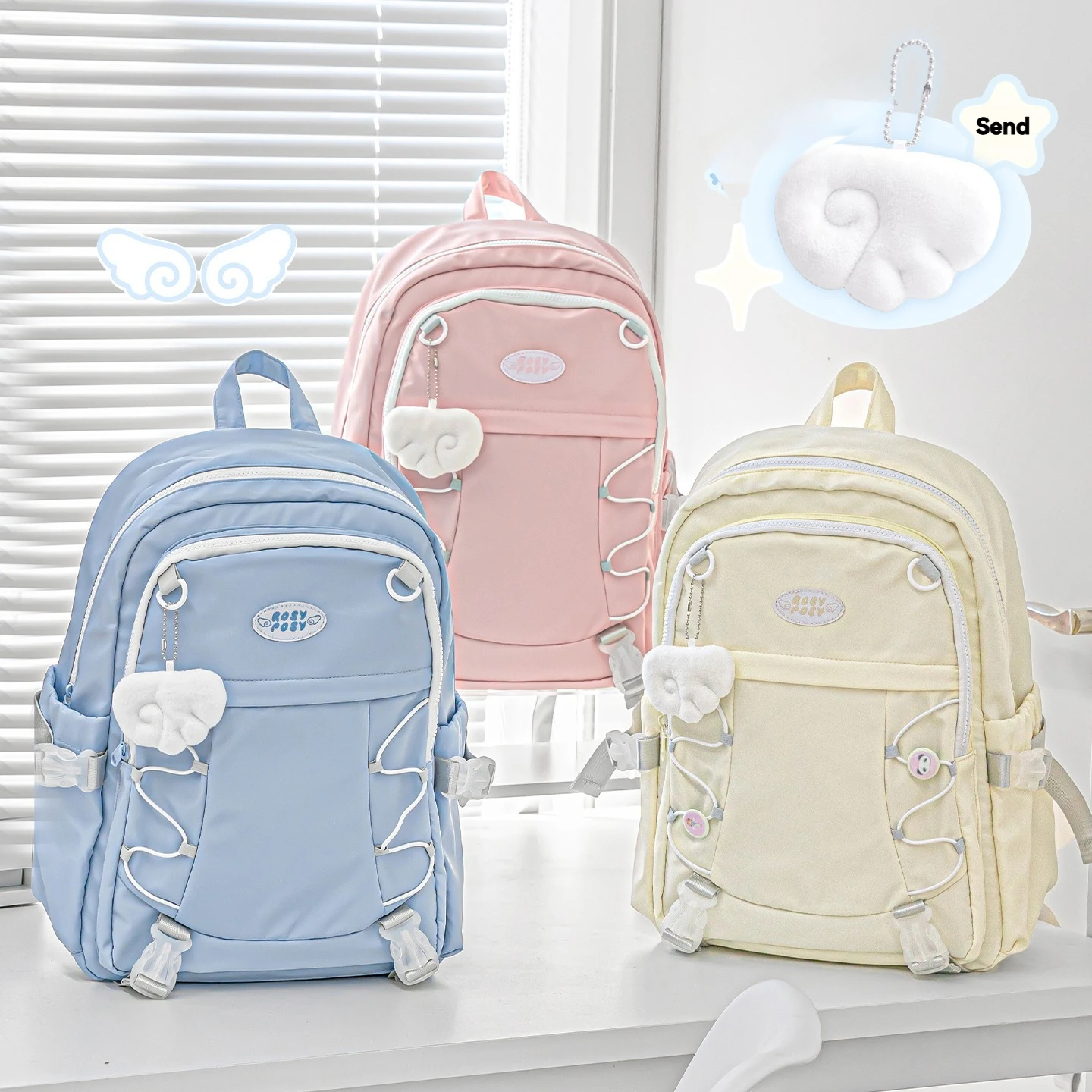 Plush Angel Wings On Backpacks  Allowing Students To Carry Them For A Long Time Without Feeling Tired