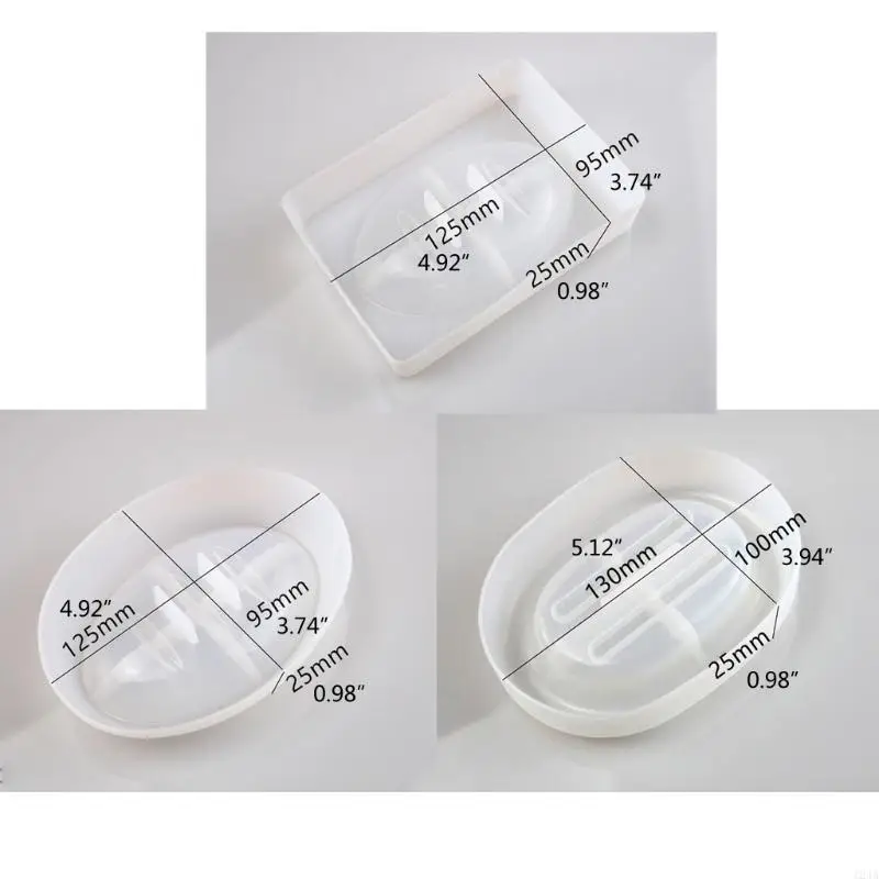 124A صندوق صابون يدوي الصنع قالب من السيليكون صحن الصابون صينية الراتنج قالب صب الايبوكسي الراتنج حلقة طبق أصحاب الراتنج طبق