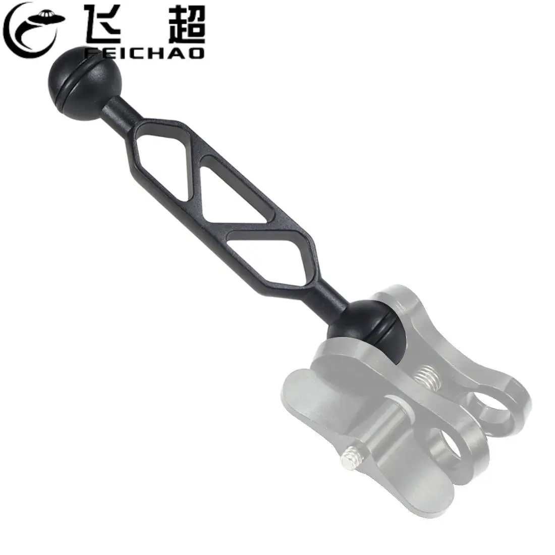 FEICHAO CNC Aluminum Diving Light Arm 1inch Ball Head 15cm Long Extension Arm for Butterfly Clip For Gopro 11 10 9 8 7 6 Camera