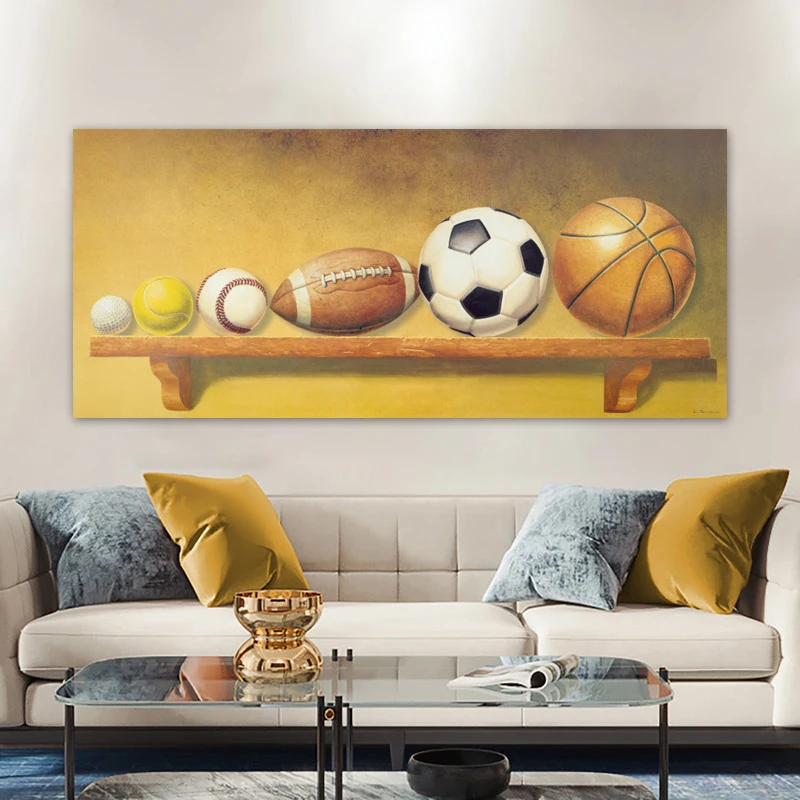 Ball Sports Posters and Prints Vintage Basketball Football Baseball Canvas Painting Wall Picture For Living Room Home Decoration