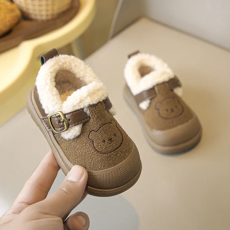 เด็กทารกรองเท้าการ์ตูนหมีเด็กฤดูหนาวรองเท้าเด็กกลางแจ้ง WARM Plush รองเท้า Anti SLIP Soft Sole ทารกเด็กวัยหัดเดินรองเท้า