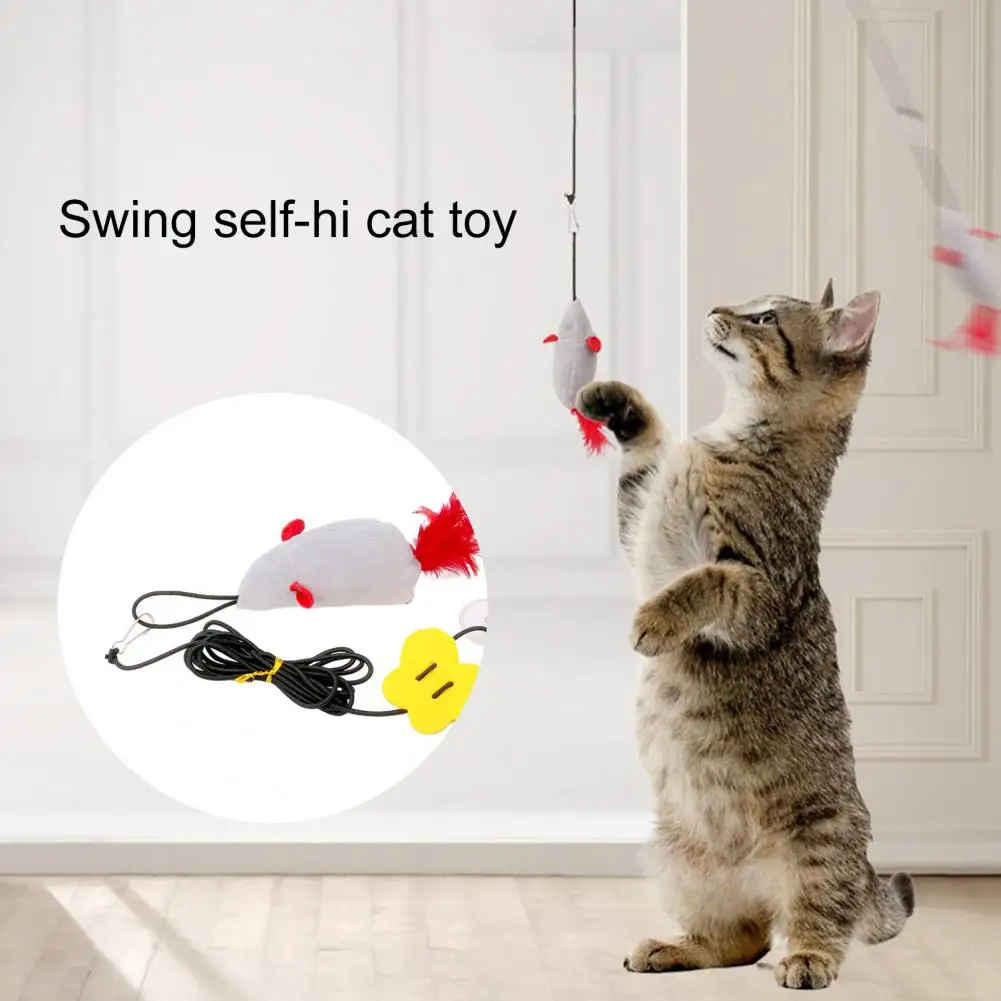 

Hanging Cat Toy with Mouse Plush Doll Hanging Door Teasing Cat Rope Indoor Exercise Cat Feather Teaser Toy Pet Supplies