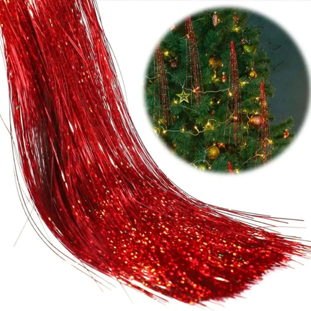 

Reusable Christmas Tree Metal Wire Festivals Decor Silver Color Christmas Tree Tinsel Icicles Dazzling Gold Color