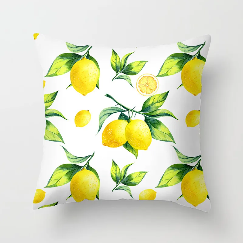 Lemon pattern cushion cover yellow fruit leaf plant sofa pillowcase polyester  pillow decoration