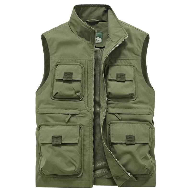 

12 Pockets Mens Utility Outdoor Vest Breathable Waterproof Techwear US Tactical Work Sleeveless Jacket Hiking Fishing Cargo Vest