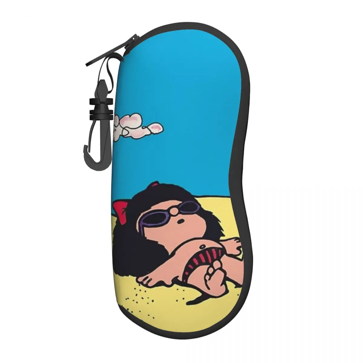 Mafalda On The Beach Glasses Case Portable Zipper Kawaii Eyewear Protector Ins Eyewear Container