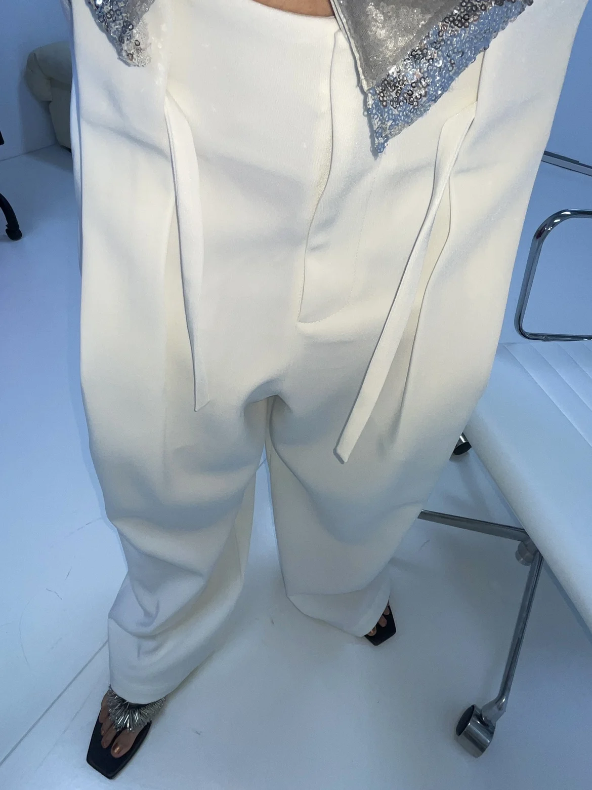 

Neon Gl Wide Leg Pants Loose Fit High Waist Organic Cotton Thiened Long Trousers with kets for Women