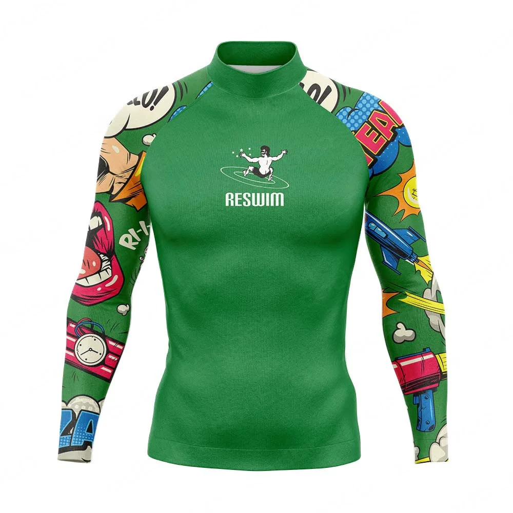 

Мужская рубашка для серфинга с длинным рукавом Rashguard UPF 50, базовый кожаный костюм для серфинга, защита от солнца, для дайвинга, для плавания, плотная спортивная одежда