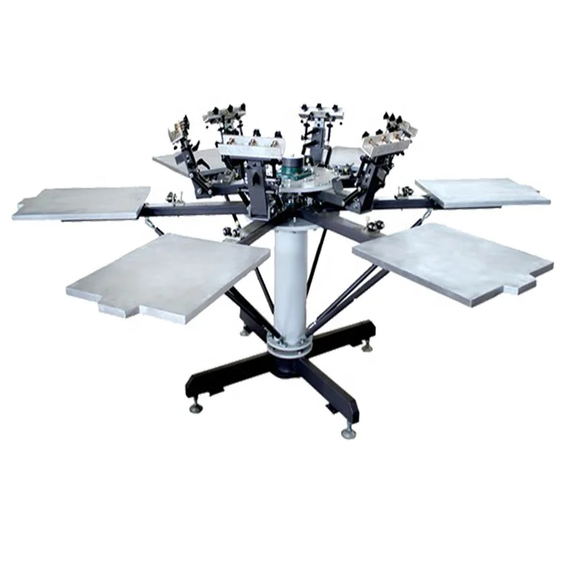 Micro Registration 6 Color 6 Station Manual T-shirt Silk Screen Printing Machine with 500x600cm Max Print Area