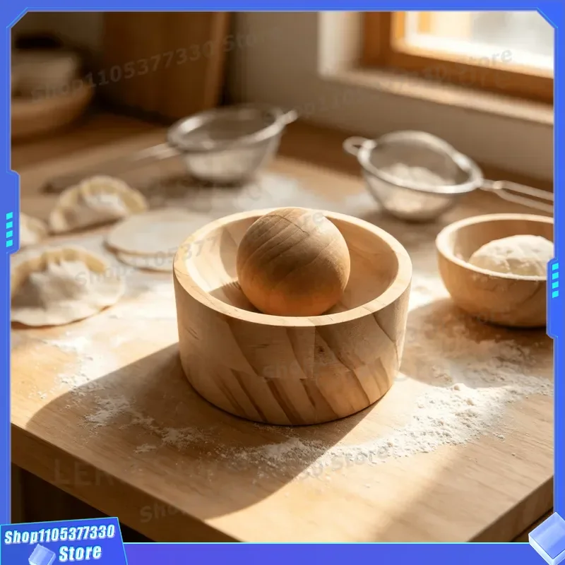 Wooden Dumpling Skin Press Mold Household Quick Rolling Tool Labor Saving Solid Wood Dough Wrapper Maker Kitchen Baking