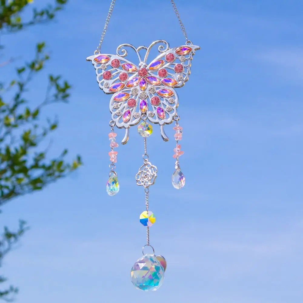 Butterflies Crystal Wind Chime Home Garden Crafts Crystal Pendant Yard Hanging Decor Mother's Day Gift Sun Catcher Wind Chime