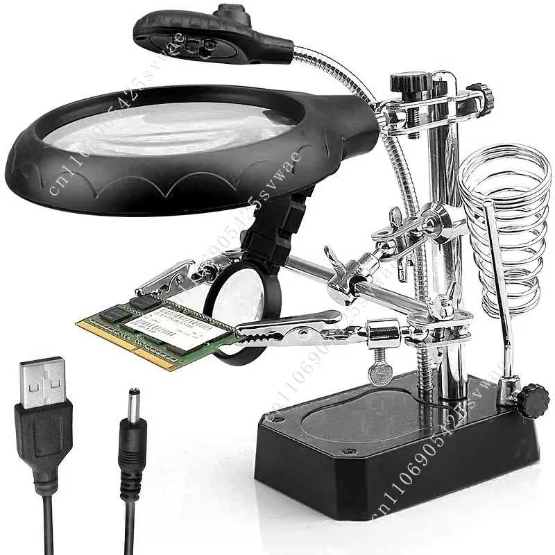 

USB welding repair desktop magnifying glass with lamp high definition mobile phone circuit board soldering iron workbench