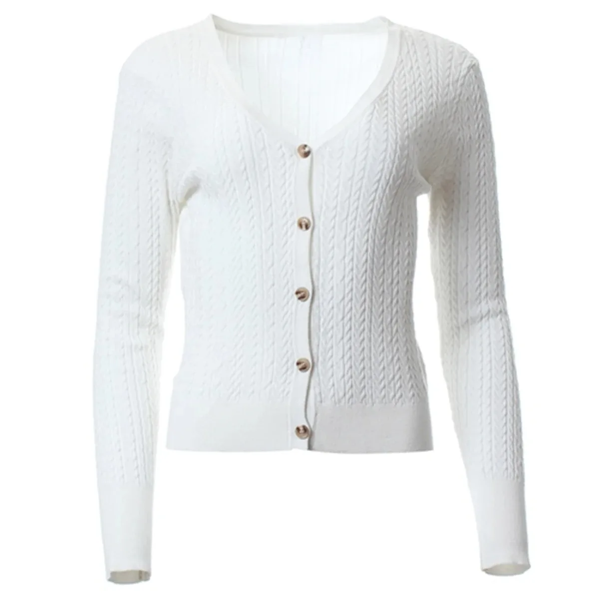 Koreaanse chique v-hals gebreid vest trui voor dames casual kabel basic vesten met lange mouwen lente zomer vintage trui