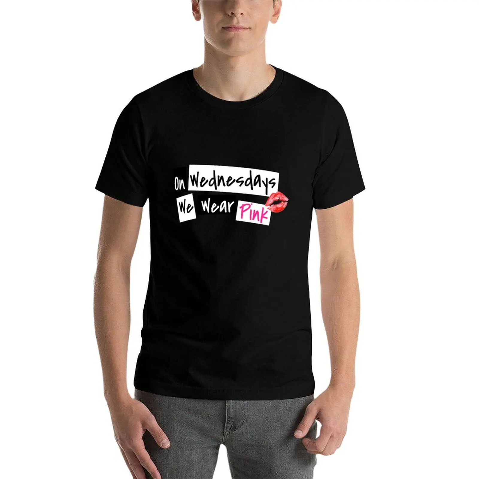 On Wednesdays We Wear Pink T-Shirt Minimalist Plain Crew Neck T-Shirt view 4