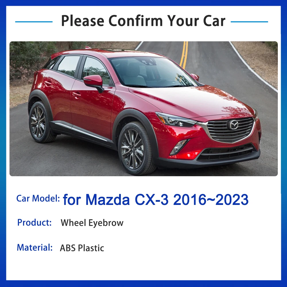 for Mazda CX-3 CX3 CX 3 2016~2023 2022 2017 Accessories Car Side Wheel Arch Fender Auto Flares Black Mudguard Wheel Eyebrow Trim