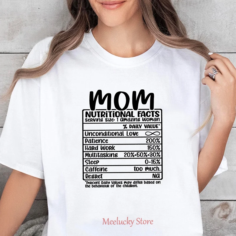 Mom facts table printed design round neck T-shirt, simple style, the same style as sisters, easy to go out in summer