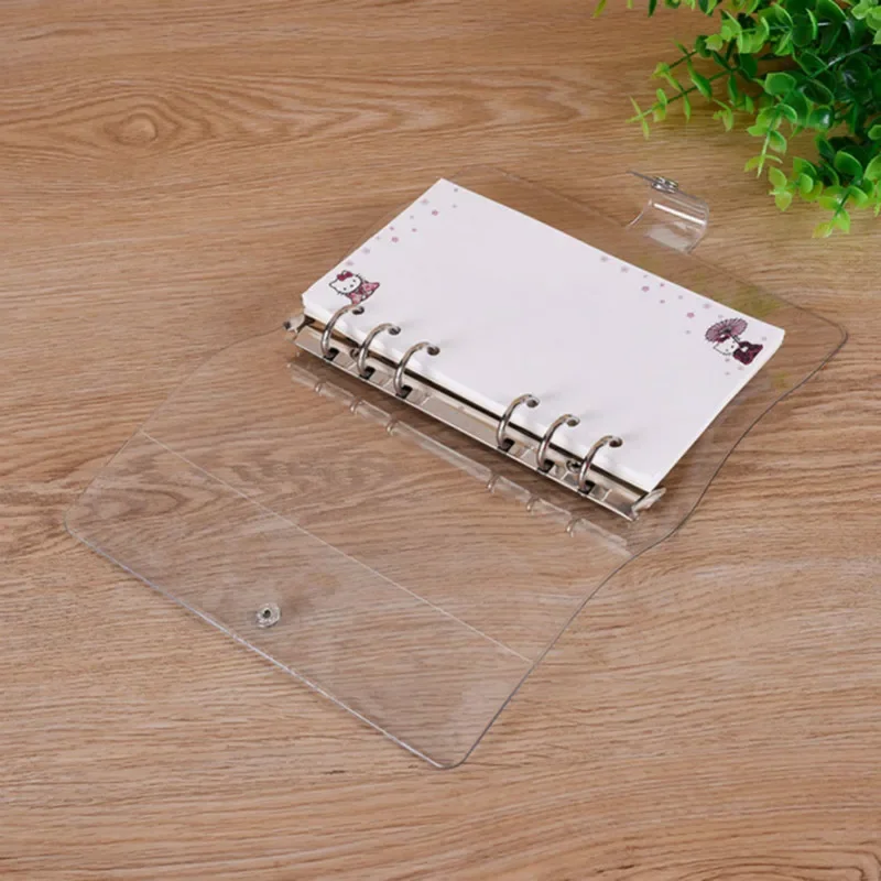 5Pcs Transparent Color Plastic Clip File FolderA4/A5/A6/A7 Notebook Loose Leaf Ring Binder Planner Agenda School Office Supplies
