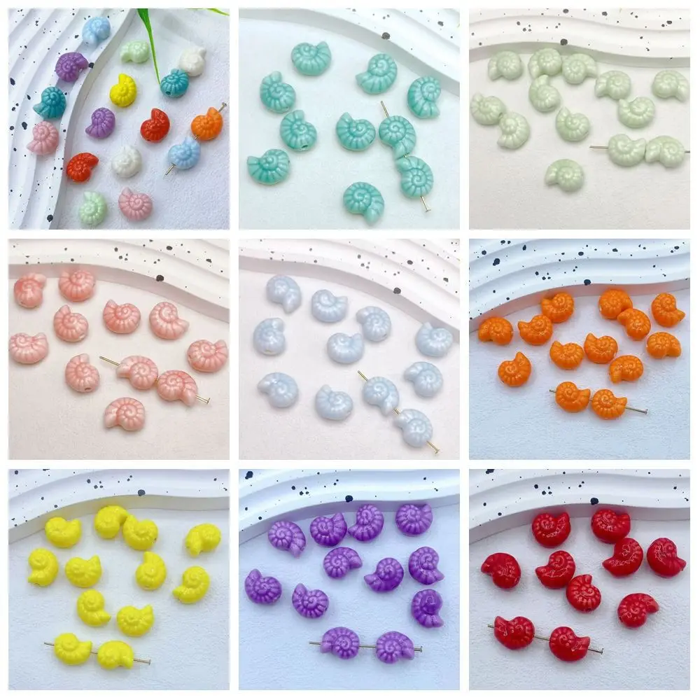 10pcs /bag Handmade Ceramic Beads Craft Snail Shell Bead Ceramic Fresh Color Spacer Loose Beads DIY Accessories 3D