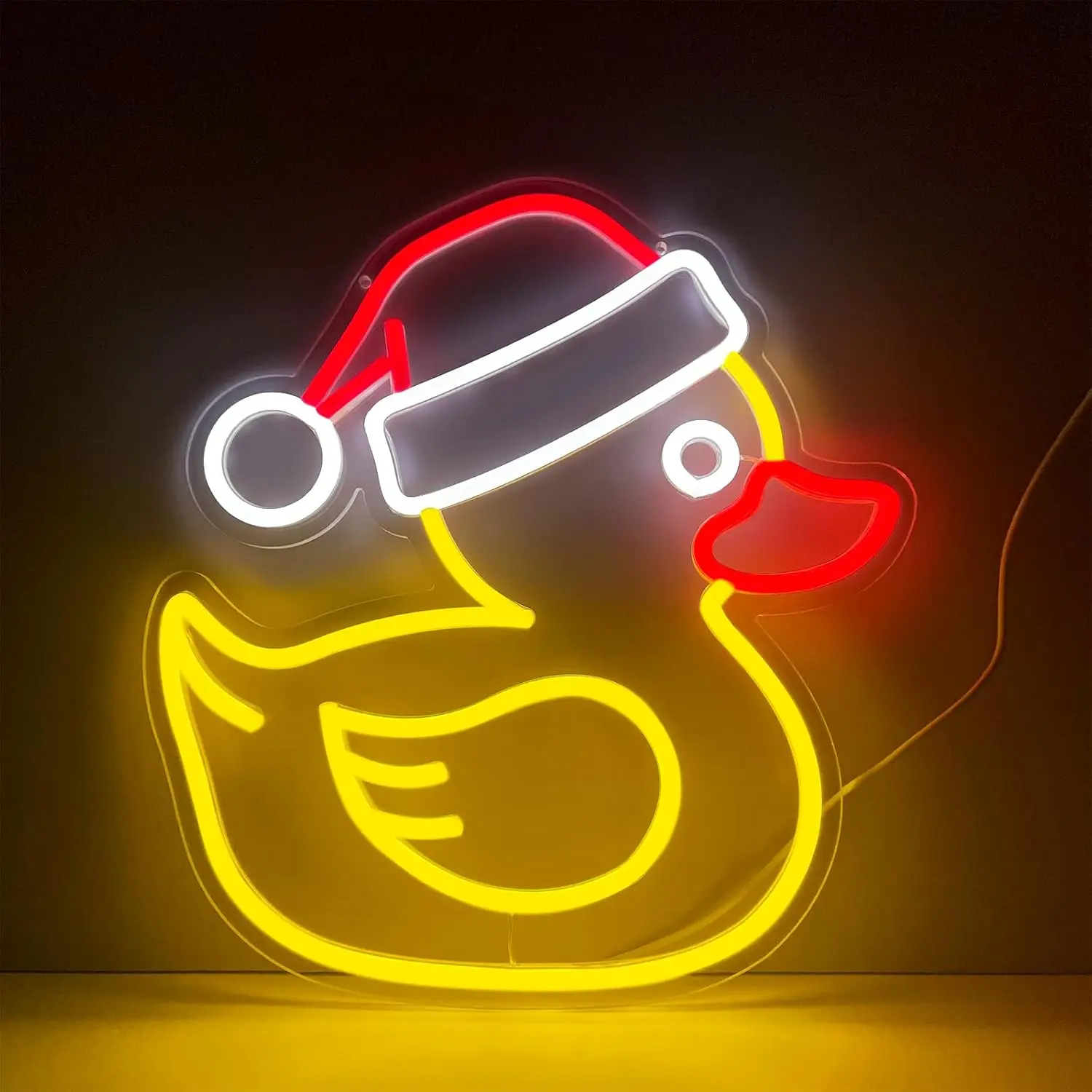 USB Dimmable Cute Duck Neon Light with Santa Hat for Christmas Home Party Decor Festive  Glow LED Animal Sign Kids Room Gift