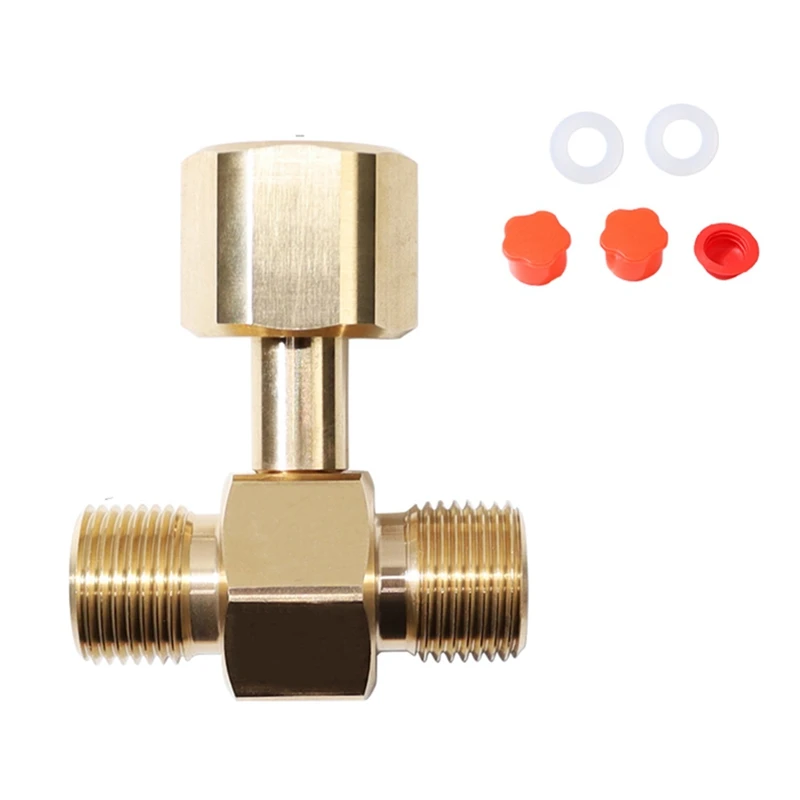 B-M CO2 Tank Adapter,Soda Cylinder Brass CO2 Cylinder Tank Adapter Converter Tee Adapter T-Adapter 1 To 2