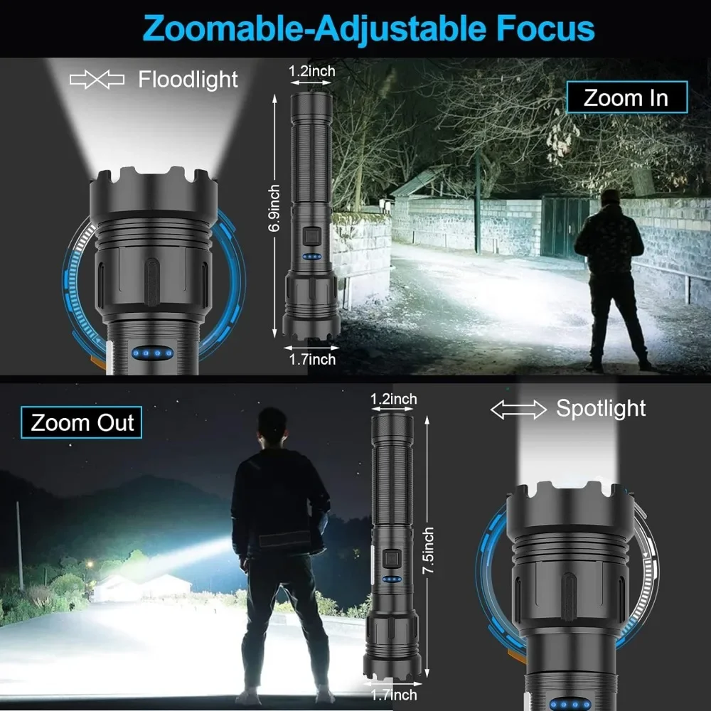 Magnetic Rechargeable Flashlight High Lumens Super Bright LED Tactical Flash Light Lantern Work Light Fast Charging Torch Light