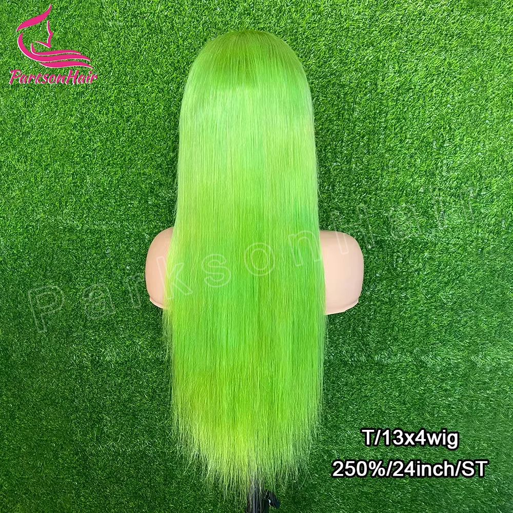 Green 13x4 13x6 Transparent Lace Frontal Wig Straight Lace Front Wigs 613 Colored T Part Brazilian Remy Hair Wig 250 Density