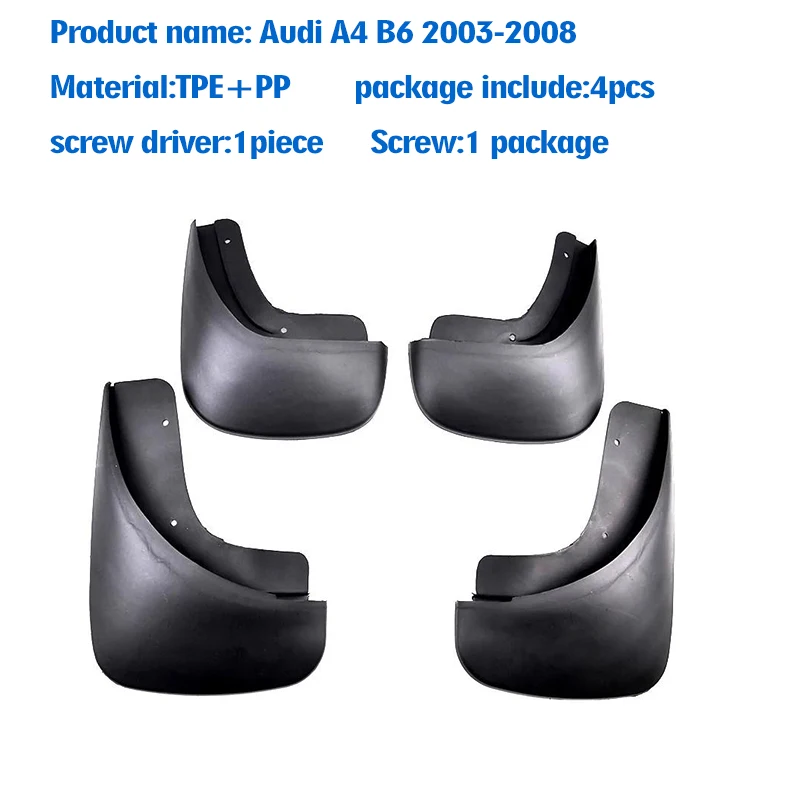 FOR Audi A4 B6 2003 2004 2005 2006 2007 2008 Mudguard Fender Mud Flaps Guards Splash Mudflaps Car Accessories Front Rear 4pcs