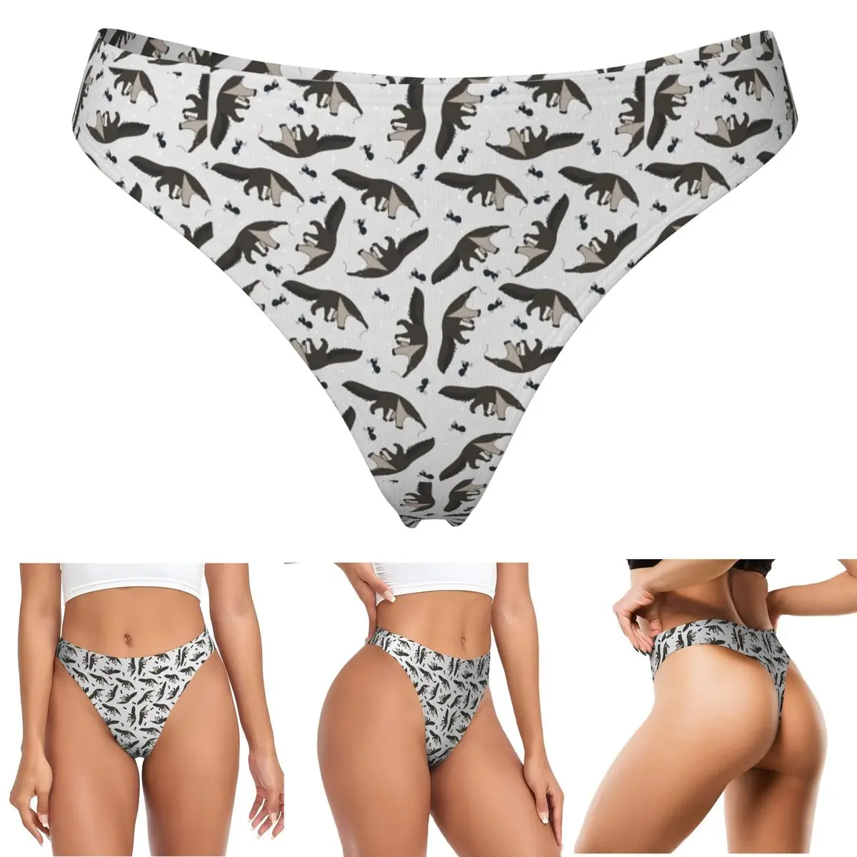 Custom Giant Anteaters And Ants All Over Pattern G-string Panties Breathable Women Stretch Thongs Comfort Underwear