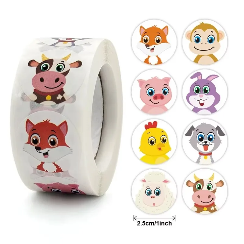 100-500pc Stickers for Rolling Animal Toy Game Sticker DIY Gift Sealing Label Decoration Roll Stickers Small Cute