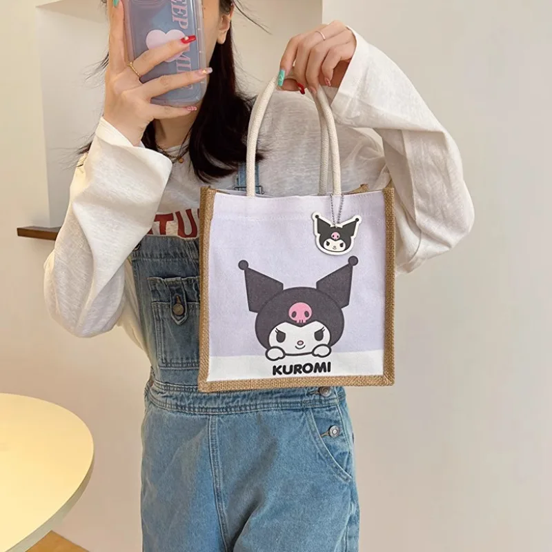 Sanrio Cute Cartoon Kuromi Handbag Large Capacity My Melody Girls Handbag Women Portable Joker Lightweight Fashion Storage Bag